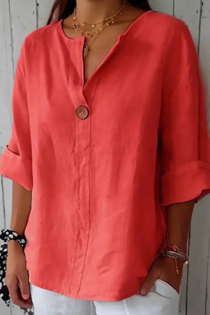 Zaraïa | Relaxed Linen V-Neck Top