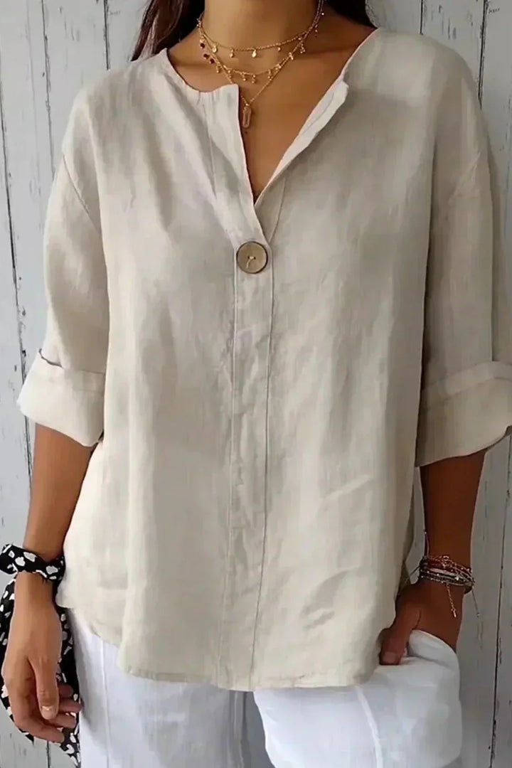Zaraïa | Relaxed Linen V-Neck Top