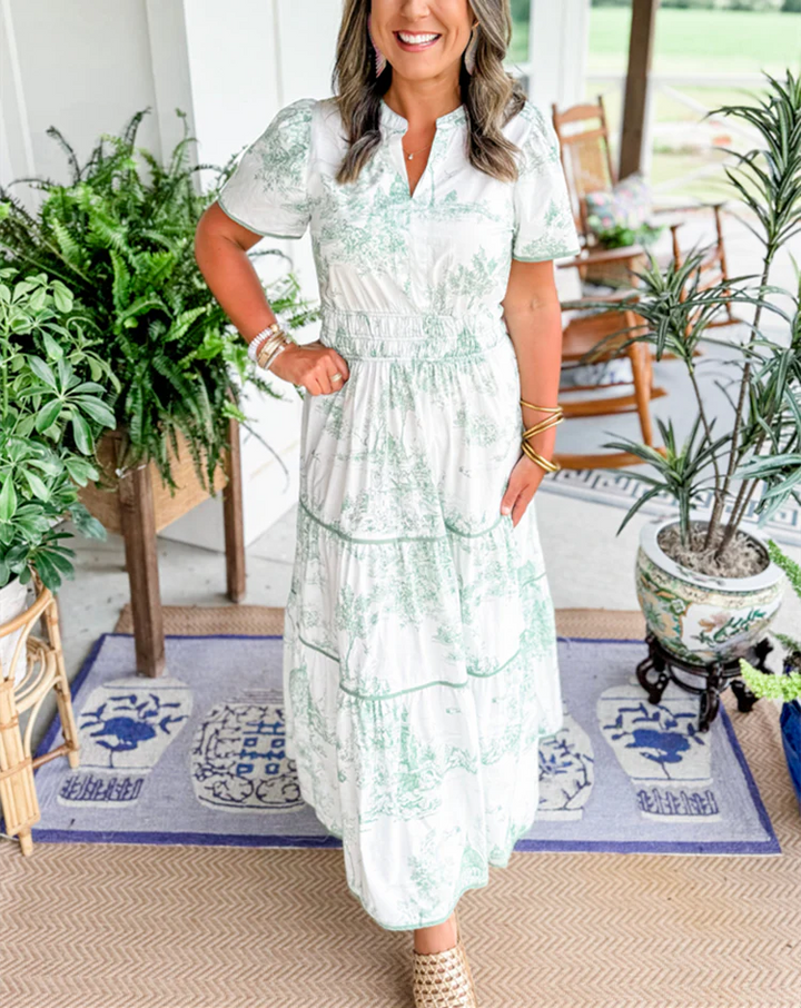 Florine | Classic Toile Maxi Dress