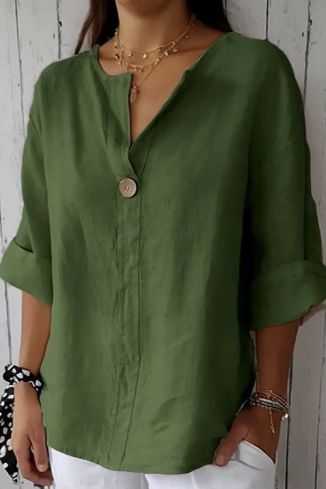 Zaraïa | Relaxed Linen V-Neck Top