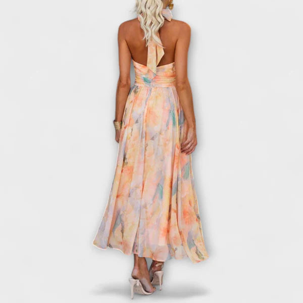 Elowen | Watercolor Halter Maxi Dress