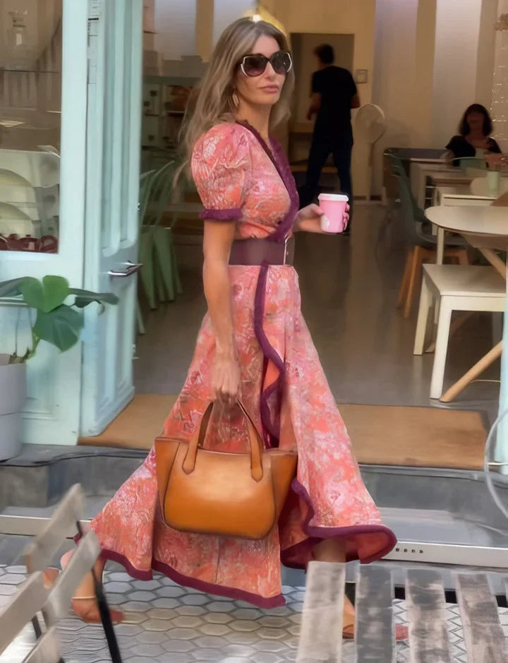 Vivara | Pink Short Sleeve Maxi Dress