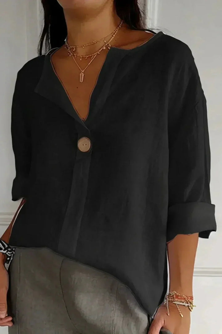 Zaraïa | Relaxed Linen V-Neck Top