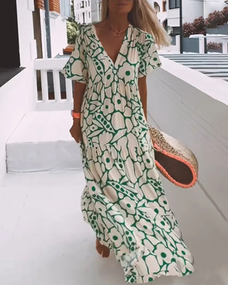 Aria | V-Neck Flowy Maxi Dress