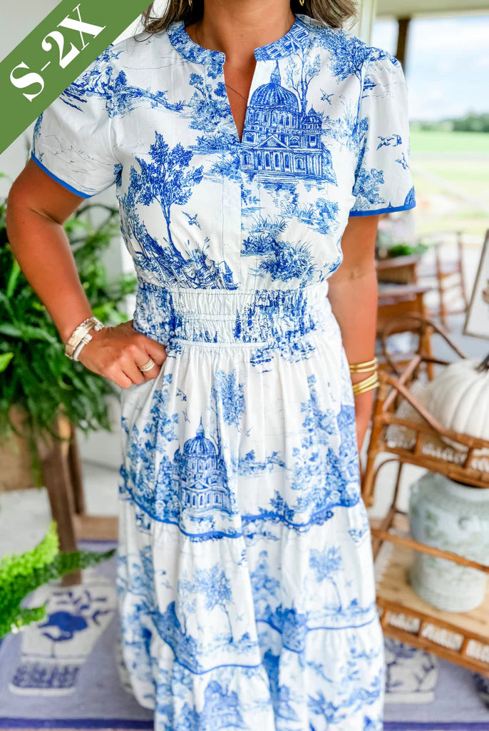 Florine | Classic Toile Maxi Dress