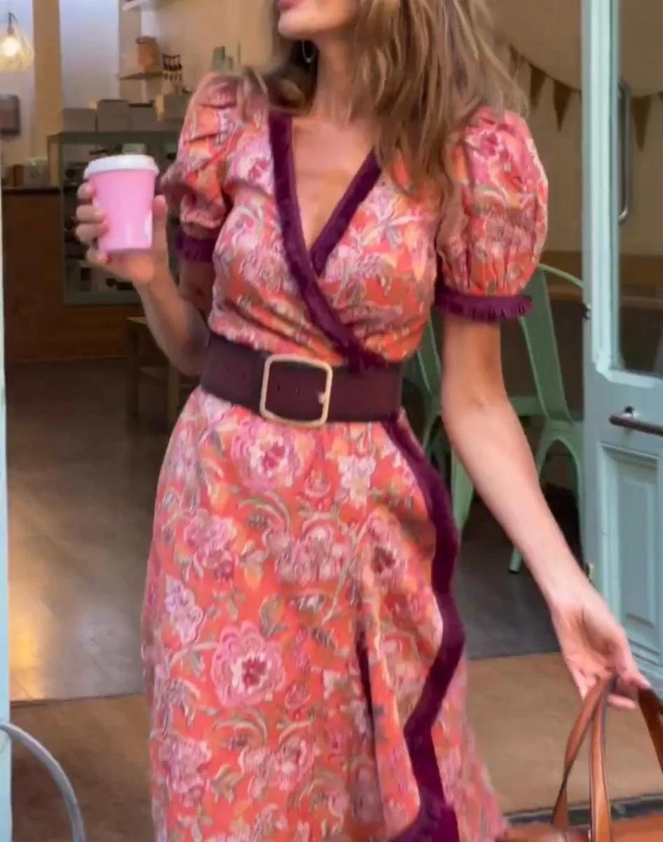 Vivara | Pink Short Sleeve Maxi Dress