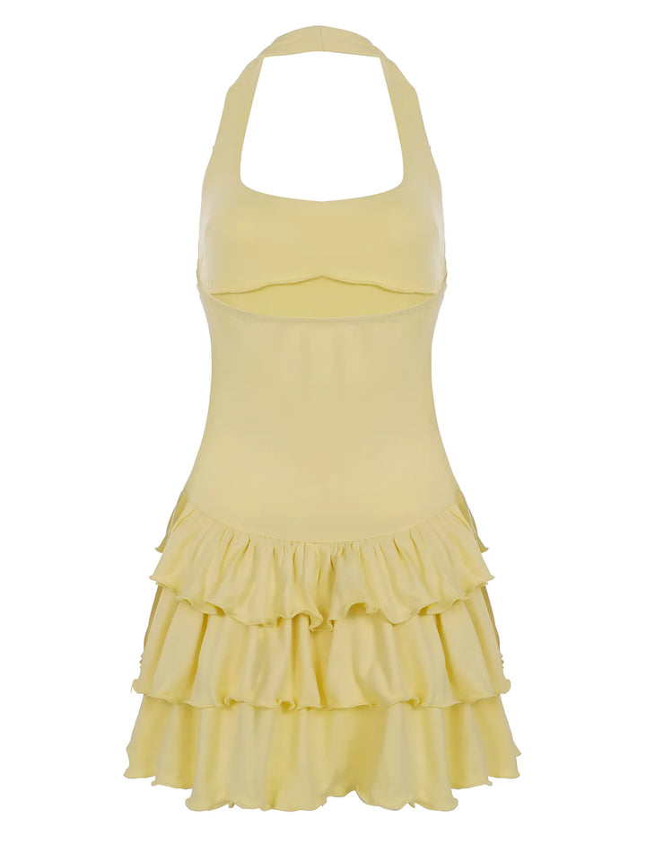 Solena | Halter Mini Dress with Ruffle Hem