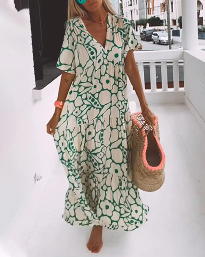 Aria | V-Neck Flowy Maxi Dress
