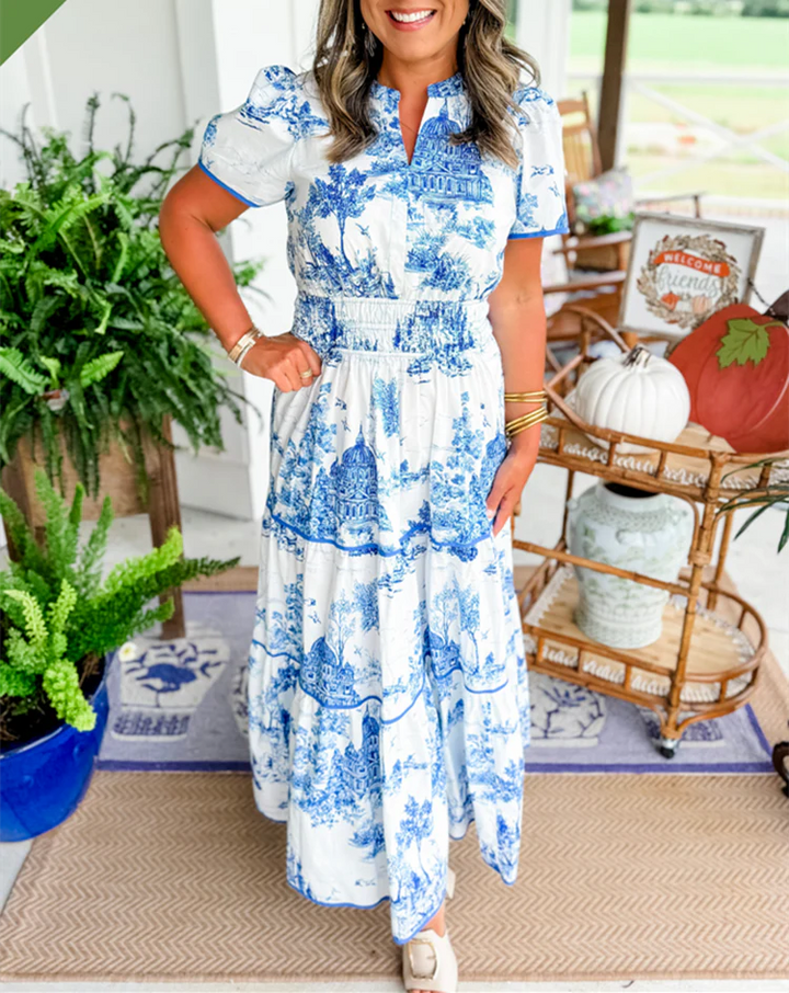 Florine | Classic Toile Maxi Dress