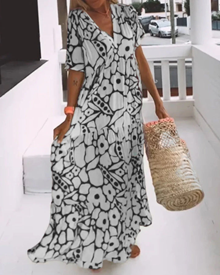 Aria | V-Neck Flowy Maxi Dress