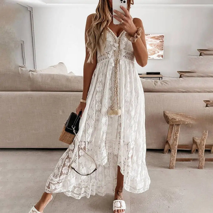 Eloria | Strappy Chiffon-Draped Maxi Dress