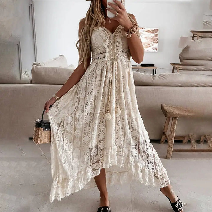 Eloria | Strappy Chiffon-Draped Maxi Dress