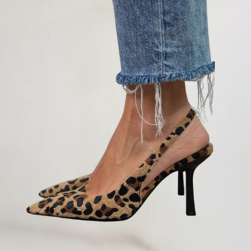 Zayla | Leopard Slingback Heels
