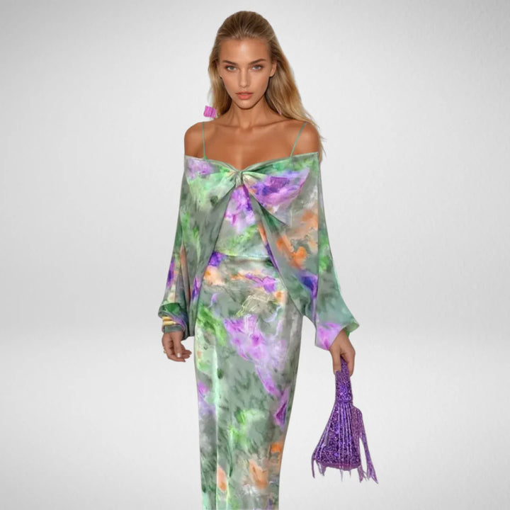 Serena | Elegant Ruched Maxi Dress with Side Slit