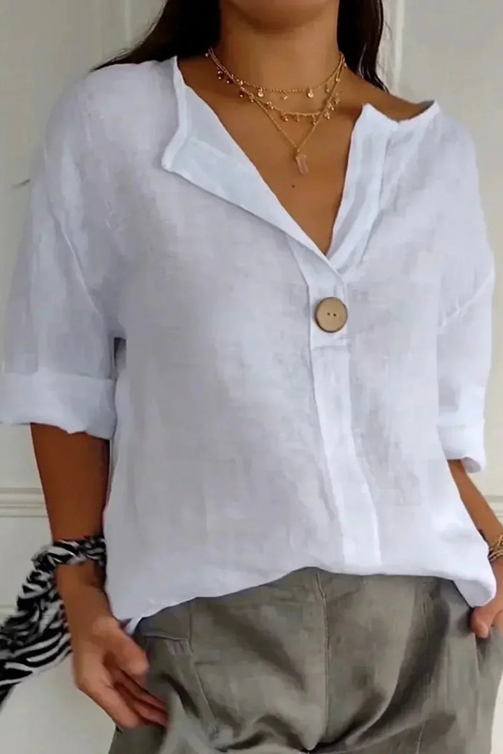 Zaraïa | Relaxed Linen V-Neck Top