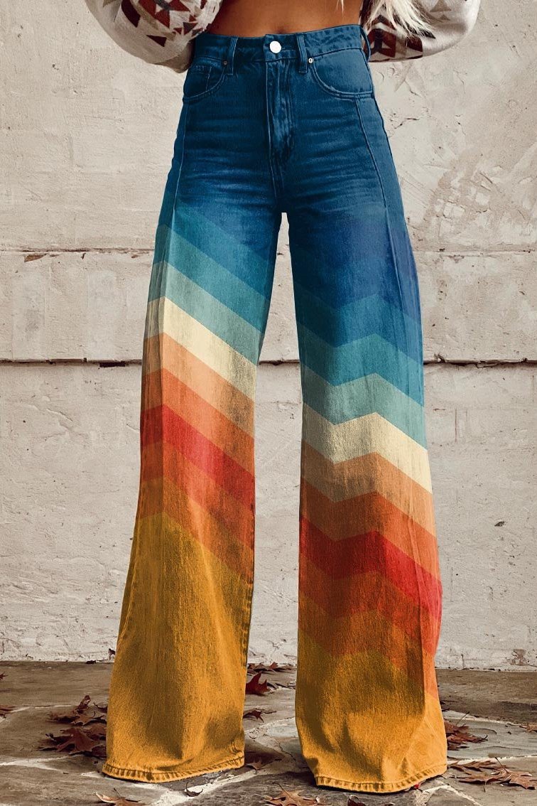 Marley | Retro Chevron Ombre Wide-Leg Jeans