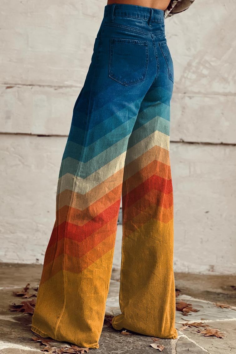 Marley | Retro Chevron Ombre Wide-Leg Jeans