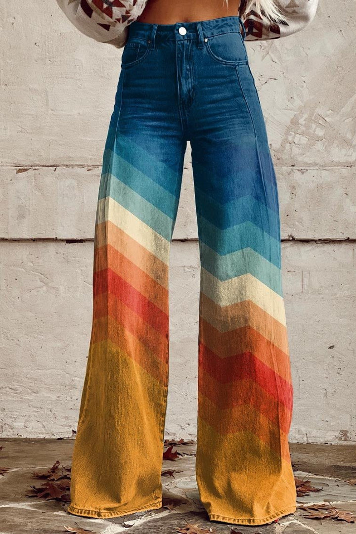 Marley | Retro Chevron Ombre Wide-Leg Jeans